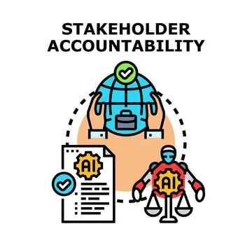 Stakeholder accountability controlling new technologies and global business Stock Illustration