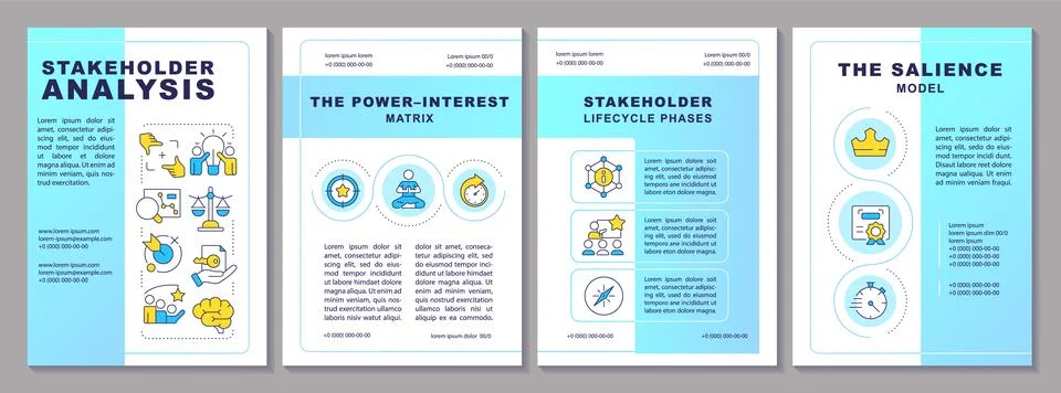 Stakeholder analysis brochure layout Stock Illustration