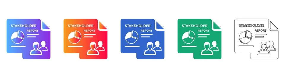 Stakeholder Analysis Report Icon Set Stock Illustration