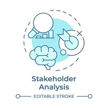 Stakeholder analysis soft blue concept icon Stock Illustration