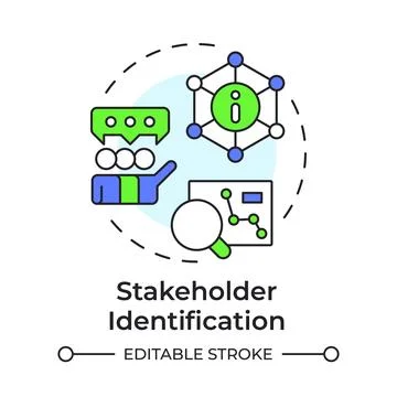 Stakeholder identification multi color concept icon Stock Illustration