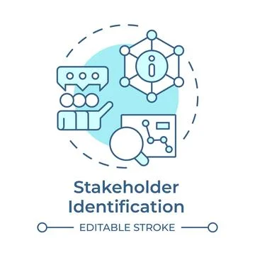 Stakeholder identification soft blue concept icon Stock Illustration