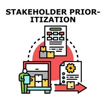 Stakeholder prioritization process development and resource management Stock Illustration
