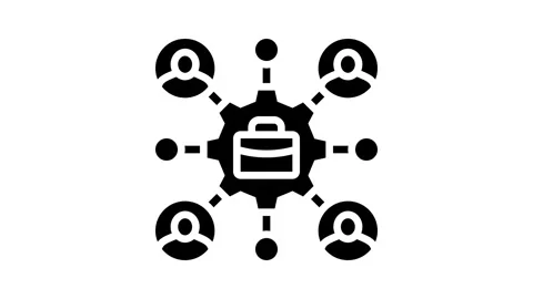 Stakeholder relations business process glyph icon animation Video stock 326147694