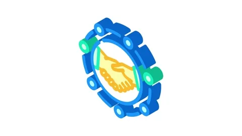 Stakeholder relations business process isometric icon animation Stock Footage 327284231