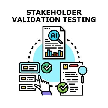 Stakeholder validating ai testing and data analysis results Illustrazione stock