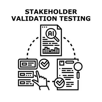 Stakeholder validating ai testing and data analysis results Stock Illustration