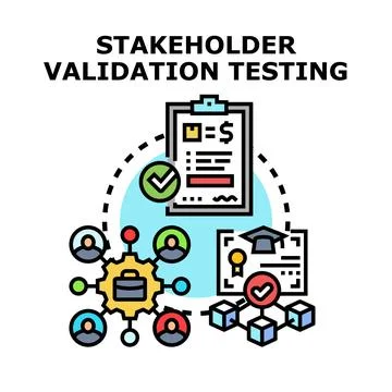 Stakeholder validation testing service managing business processes Stock Illustration