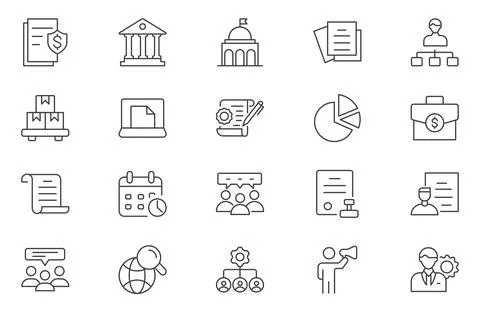 Stakeholder web line icons set. Stakeholder outline icons with editable str.. Stock Illustration