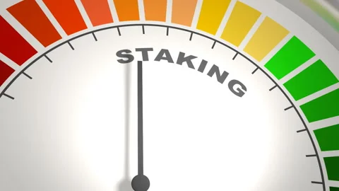 Staking indicator with color levels and arrow. Cryptocurrency concept. 3D render Stock Footage 201643938