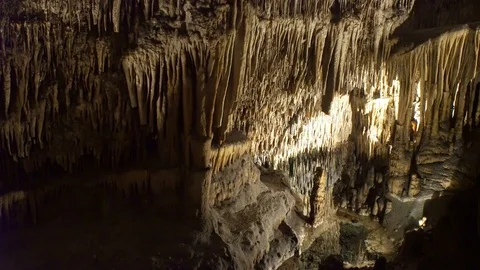 Stalactite stalagmite cave Stock Footage