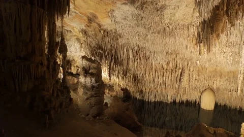Stalactite stalagmite cave Stock Footage