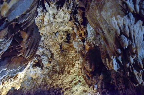 Stalactites and Formations in Cave Stock Photos