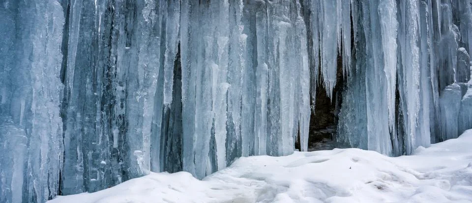 Stalactites on the Devil's waterfall on Alpe Devero Italy Stock Photos