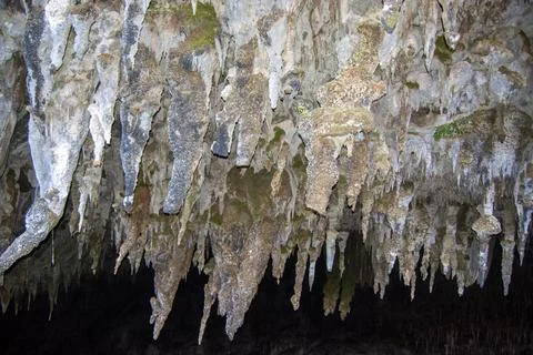 Stalactites Hanging from Cave Ceiling Stock Photos