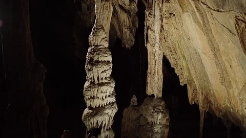 Stalactites inside the cave Stock Footage 108555005