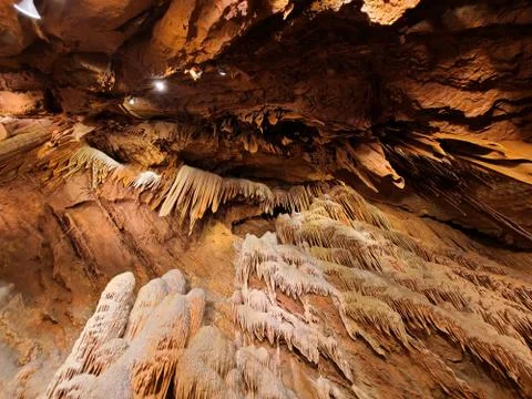 Stalagtites inside a cave Stock Photos