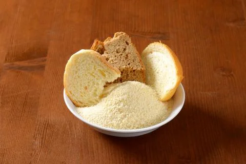 Stale bread and breadcrumbs Stock Photos