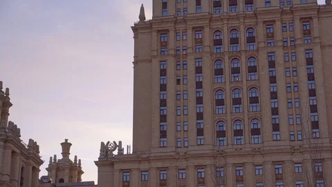 Stalin skyscraper Frame from bottom to top Star at the top Beautiful building Stock Footage 106139903