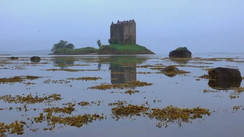 Stalker Castle reflected in the water Stock Footage 127211224