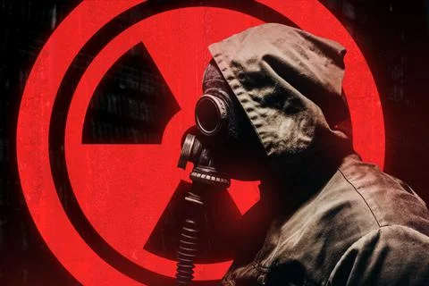 Stalker warrior in protective soviet gas mask. Stock Photos