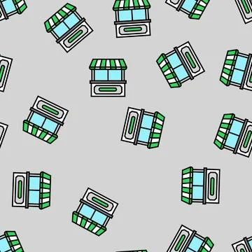 Stall store vector seamless pattern Illustrazione stock