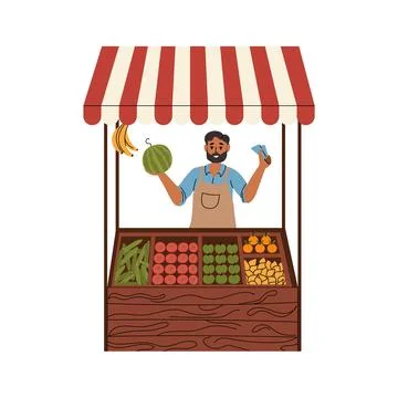 Stall with vegetable. Turkish market. Vector illustration Illustrazione stock