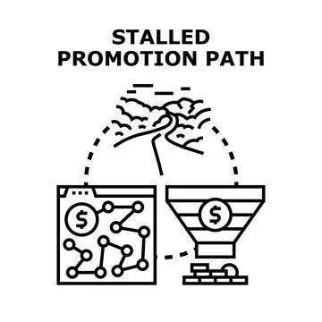 Stalled promotion path concept illustration blocking business growth Stock Illustration