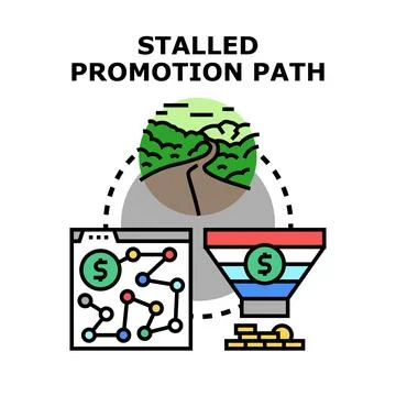 Stalled promotion path concept illustration blocking business growth Stock Illustration