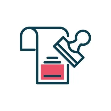 Stamp and document icon, half color style Stockillustratie