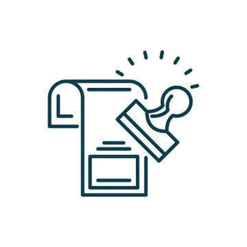 Stamp and document icon, line style 스톡 일러스트