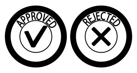 Stamp approved and rejected simple silhouette Illustrazione stock