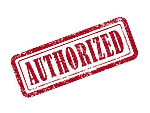 Stamp authorized in red text on white Stock Illustration