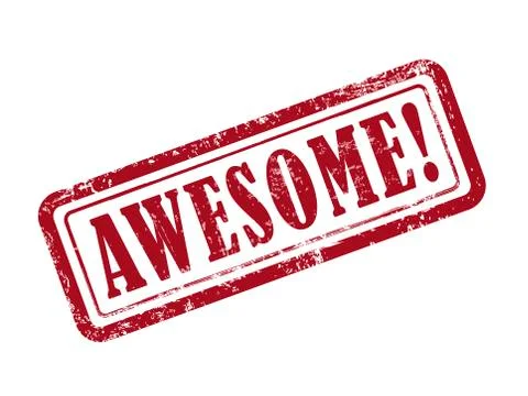Stamp awesome in red text on white Stock Illustration