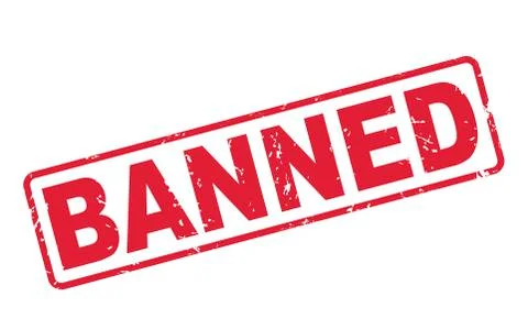Stamp banned with red text on white Stock Illustration
