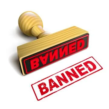 Stamp banned with red text on white Stock Illustration