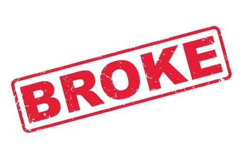 Stamp broke with red text on white Illustrazione stock