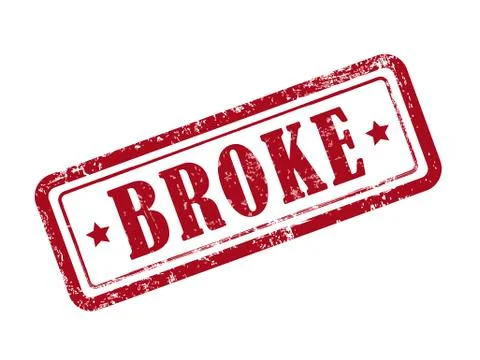 Stamp broke in red text on white Stock Illustration