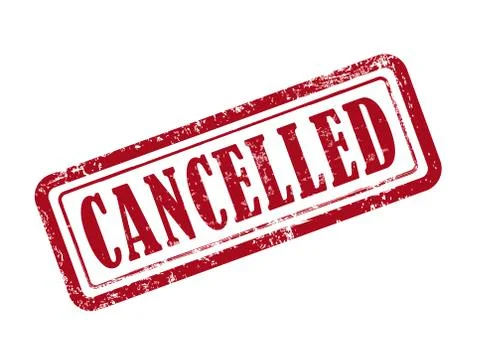 Stamp cancelled in red text on white Stock Illustration