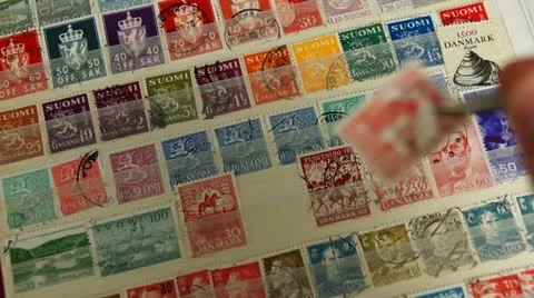 Stamp Collection Stock Footage 10881173