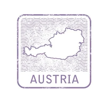 Stamp with contour of map of Austria - contour of Austria Stock Illustration