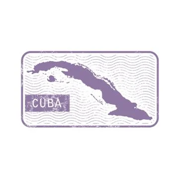 Stamp with contour of map of Cuba - contour of Cuba Stock Illustration