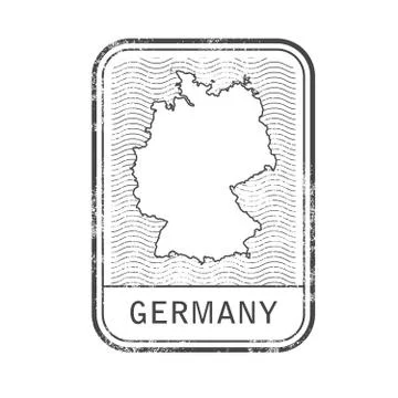 Stamp with contour of map of Germany - contour of Germany Stock Illustration