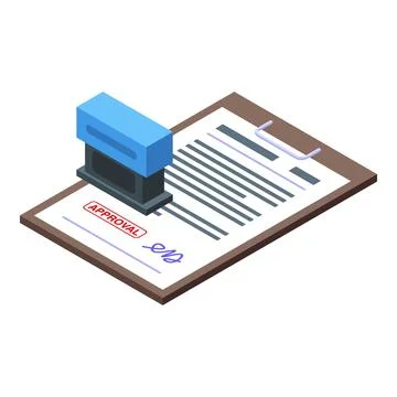 Stamp document icon isometric vector. Quality control Illustrazione stock