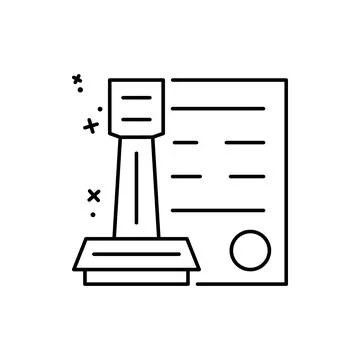 Stamp document icon. Simple line, outline vector of law and justice icons for ui 库存插图