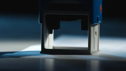 Stamp for documents, close-up Stock Footage 101014823