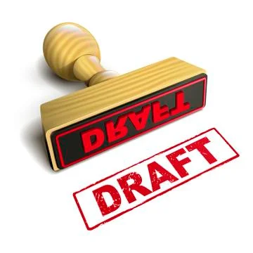 Stamp draft with red text on white Illustrazione stock