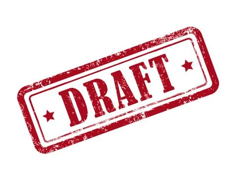 Stamp draft in red text on white Stock Illustration
