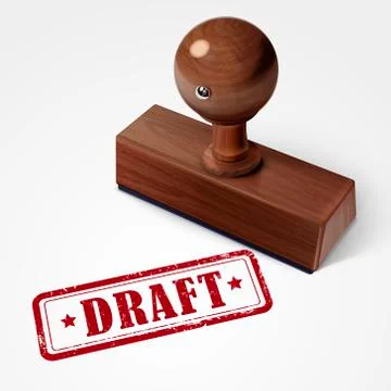 Stamp draft in red text on white Stock Illustration