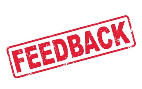 Stamp feedback with red text on white Ilustración de archivo